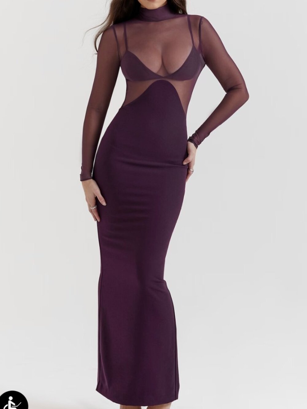 House of CB Safiya Black Grape Maxi Dress Plus Cup L+ *has flaws*